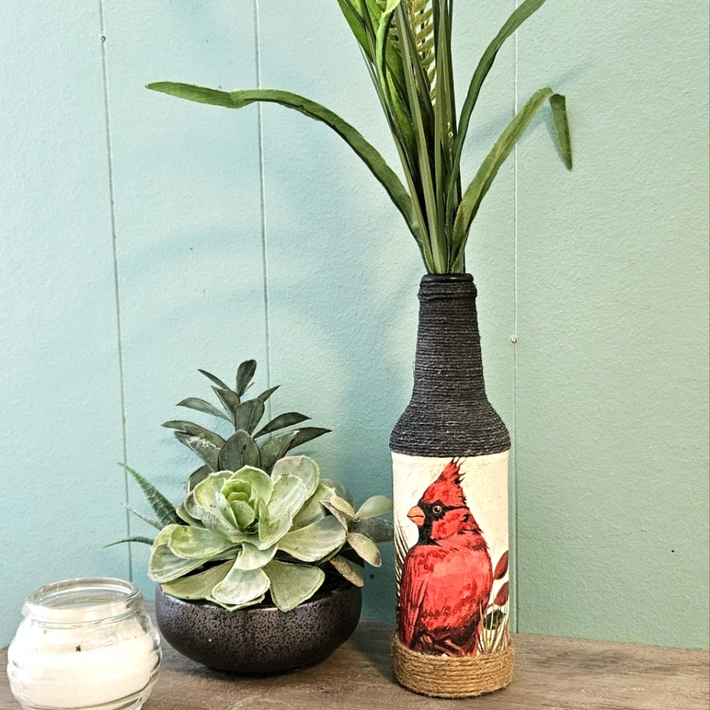Decorative decoupage bottle